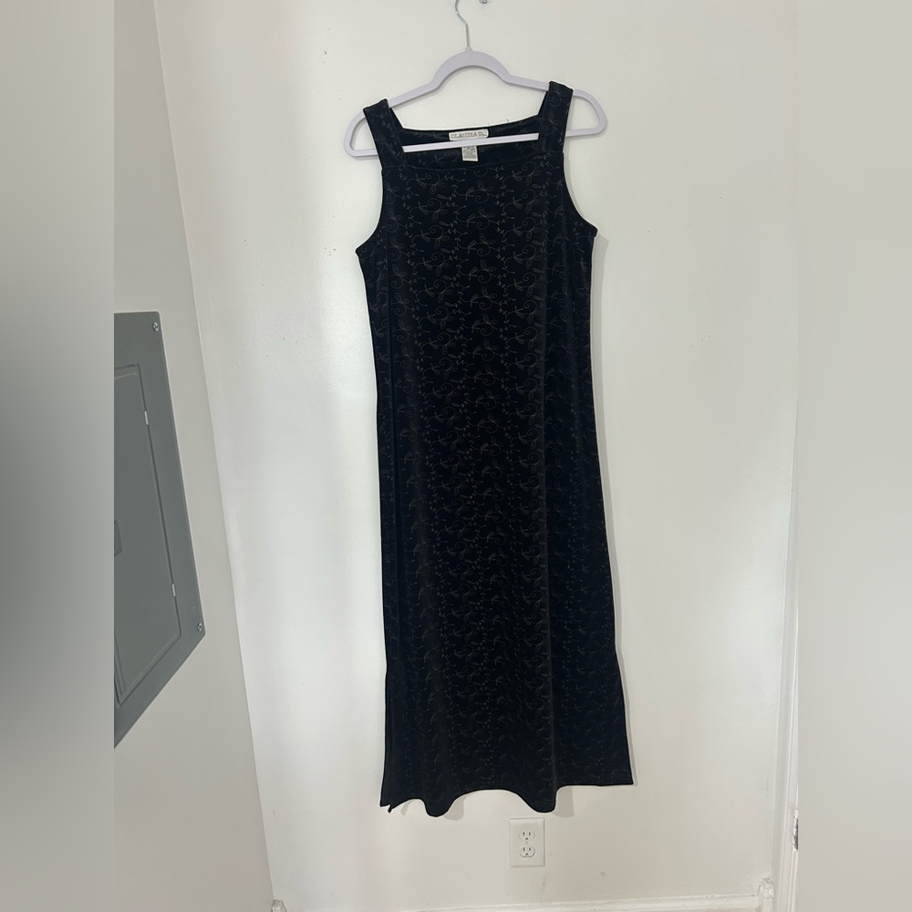 Claudia‎ D vintage black velvet maxi dress